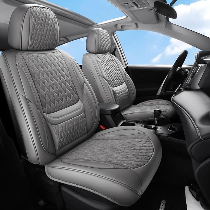 Car Seat Covers Full Set Custom Fit for Buick Verano 2012-2017 - Premium Faux Leather with Lumbar Support | Breathable, Waterproof, Anti-Slip, Durable (Gray,Full Set)