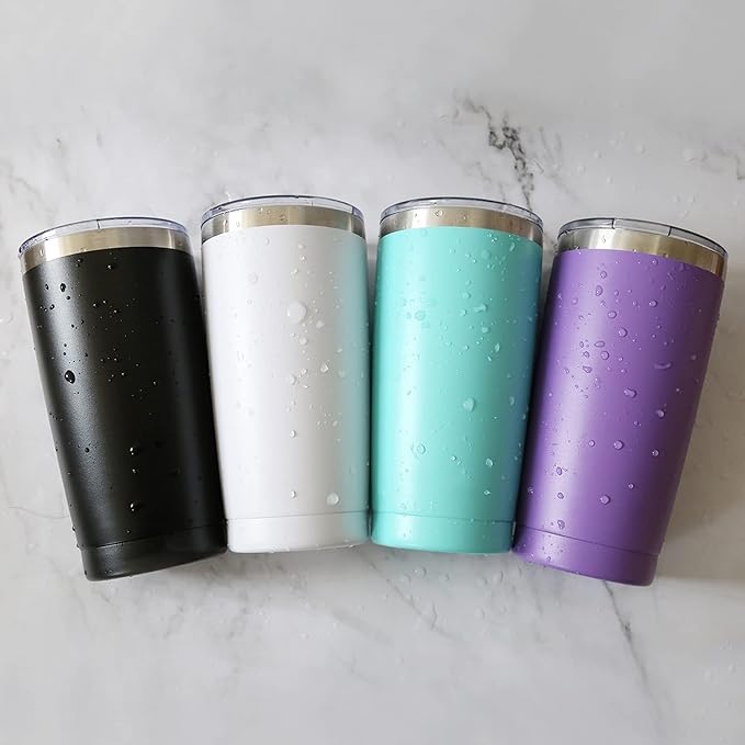 20oz Tumbler Vacuum Insulated Travel Mug with Lids, Stainless Steel Double Wall Bulk Cup for Home, Office, Outdoor Suitable for Vehicle Cup Holders(Set of 8, Black)