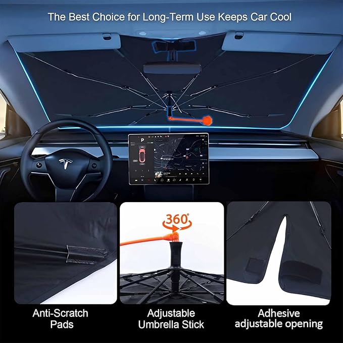 CHILL·TEK Funny Animal Car Windshield Sun Shade Umbrella, Sea Turtle Car Sun Shade Umbrella, Block UV Rays Heat Foldable Windshield Umbrella Sun Visor Protector - Keep Vehicle Cool for Cars SUV