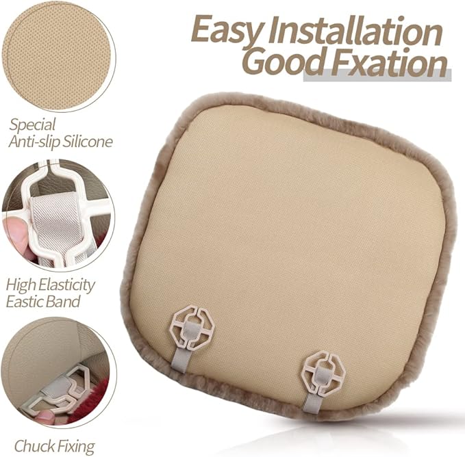 Genuine Sheepskin Auto Seat Pad, Australian Soft Wool Seat Cover Breathable and Sweat-Wicking Universal Fit (Front seat Cushion 2pcs & Rear seat Cushion 1pc, Gray)