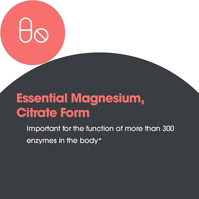 Allergy Research Group Magnesium Citrate Dietary Supplement - Bone & Stress Support, Well-Absorbed, Hypoallergenic, Vegetarian Capsules, Gluten Free - 180 Count