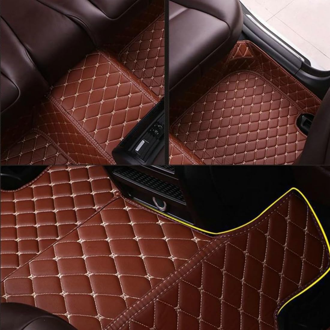 Custom Personalized Floor Mats for Cars，Luxury Full Coverage All Car Floor Mats，Anti-Slip Leather Car Mat Set ，Custom Floor Mats for 99% of Cars, Trucks & SUVs. (White and Black)