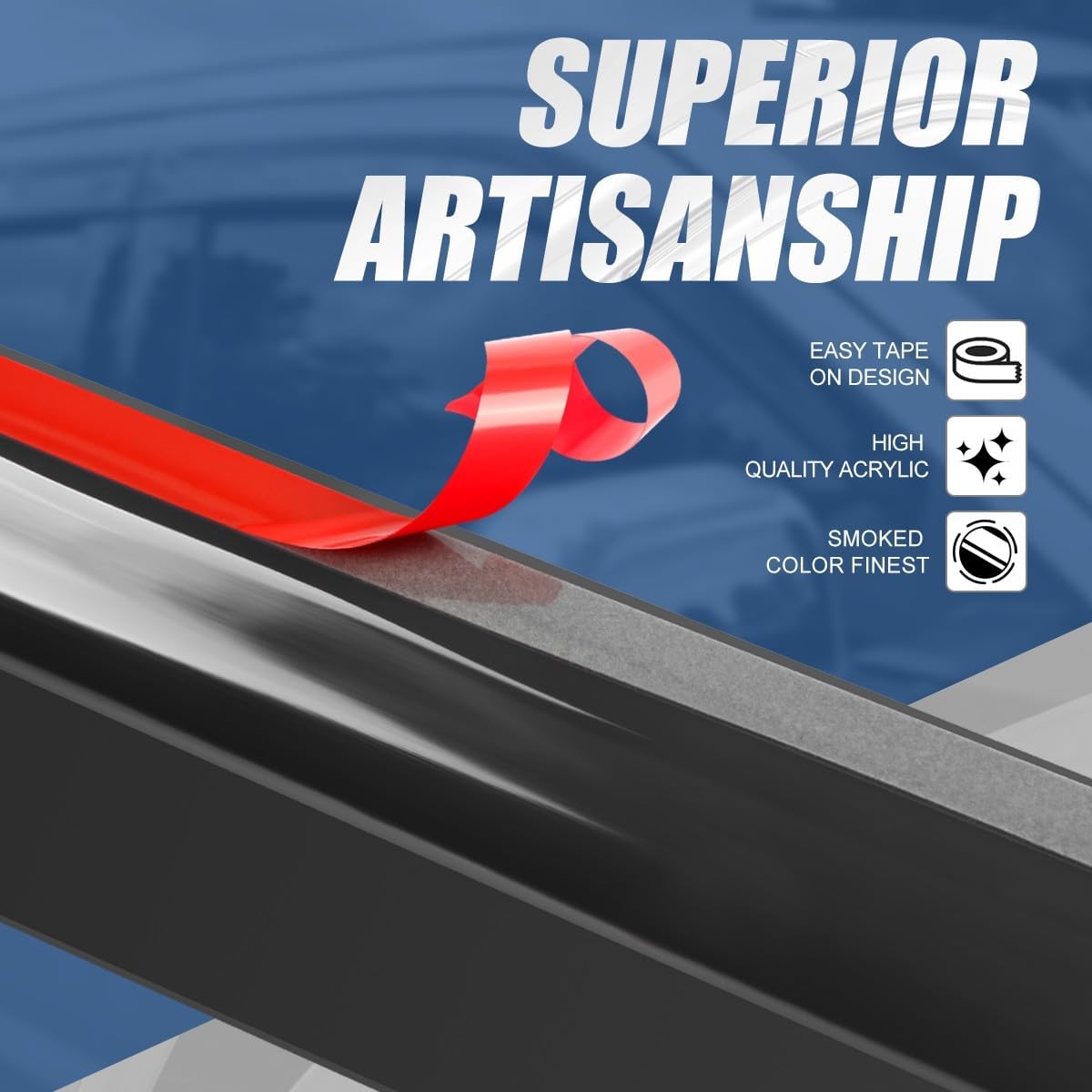 Auto Dynasty 4Pcs Carbon Fiber Pattern Window Visors Compatible with 2005-2010 Pontiac G6, Tape-On Front & Rear Window Deflectors Rain Guards Sun Wind Air Side Vent Shade, Glossy Black