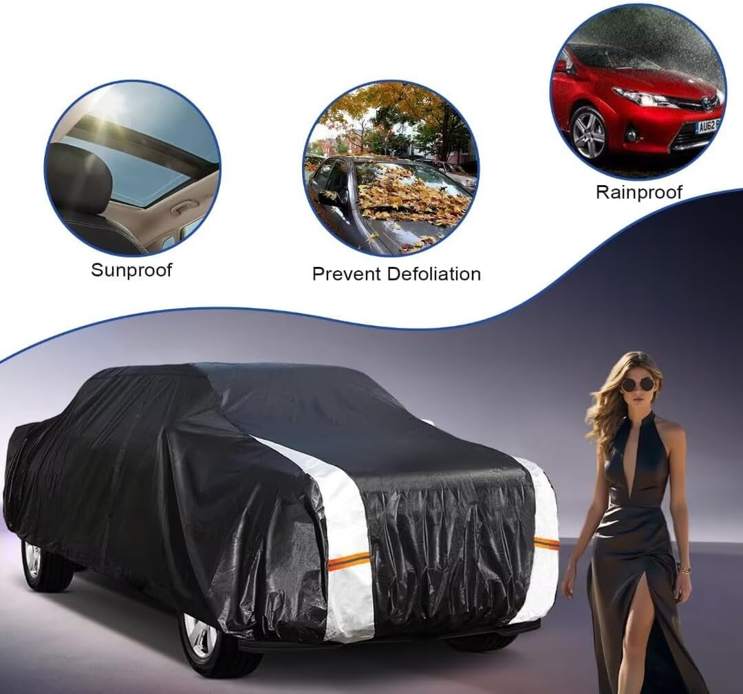 Honda Ridgeline Truck Cover Custom Fit 2005-2026 Crew Cab Short Bed(5.3') with Door Zipper, 10 Layers Outdoor Heavy Pickup Truck Cover Waterproof All Weather, Wind Dust Sun Protector.