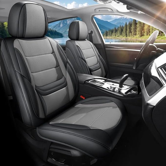 Car Seat Covers Full Set Fit for Buick Envision 2016-2026, Premium Faux Leather Waterproof Car Seat Protectors with Lumbar Support, Breathable Anti-Slip Easy to Install(Black&Gray,Full Set)