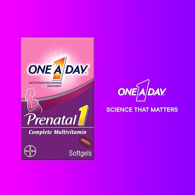 ONE A DAY Women's Prenatal 1 Multivitamin including Vitamins A, C, D, B6, B12, Iron, Omega-3 DHA & more - Supplement for Before, During, & Post Pregnancy, 30 Ct (Pack of 1)(Packaging May Vary)