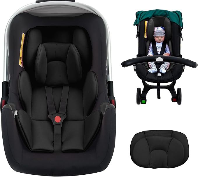 Infant Car Seat Insert with 2 Headrest for Preemie to Toddler, Thickened Baby Car Seat Head Support for Side Impact Protection, Breathabble Newborn Carseat Insert with Filled Spong