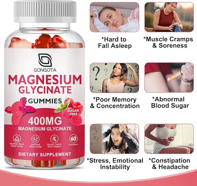 Magnesium Glycinate Gummies 400 mg with 100 mg Composite magnesium - Chelated Magnesium Potassium Supplement with Vitamin D, B6 Supports Calm, Sleep, Memory & Muscle Cramps,Sugar Free - 180 Gummies