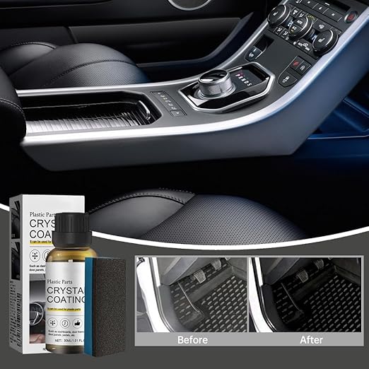 2025 Upgrade Crystal Coating for Car, Plastic Parts Crystals Coating, Plastics Parts Crystal Coating Plastic Restorer with Spong, Long Duration Refurbish Coatings Agent for Automotive Plastics (2Set)