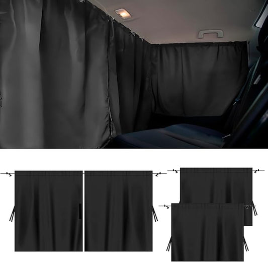 3PCS Car Privacy Curtains, Auto Window Shades Kit with 2 Rear Side Window Shades, 98% Light Blocking Divider Curtain, Privacy Window Cover, Baby Shade for Sleeping, Car Camping Essentials (3PCS)