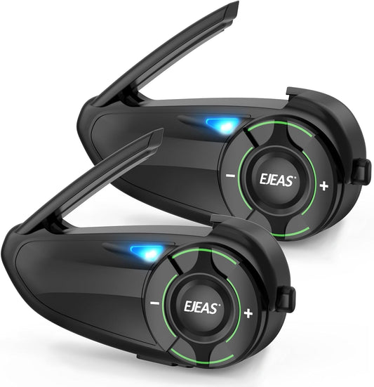 Mesh 3.0 Motorcycle Bluetooth Headset, 6 Riders Group V5.1 Helmet Bluetooth with Music Sharing and CVC Noise Cancellation, IP67 Waterproof Helmet Intercom Communication System(2 Pack)