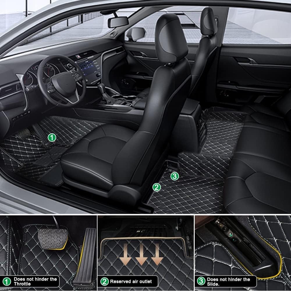 Customized Personalized Car Mats - All Weather Men's and Women's Floor mats Suitable for 99% of vehiclesPads Protection Non-Slip Leather Floor Liners (Purple)