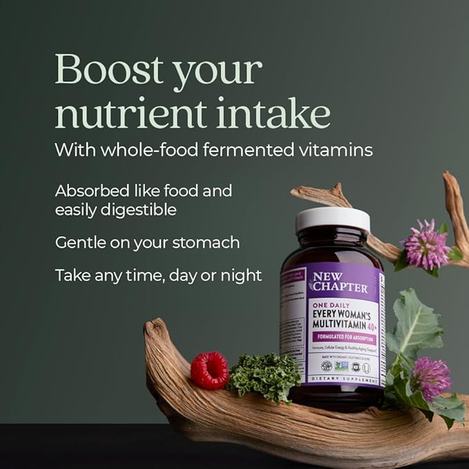 New Chapter Women's Multivitamin 40 plus for Energy, Healthy Aging + Immune Support with 20+ Nutrients -- Every Woman's One Daily 40+, Gentle on the Stomach, 72 Count