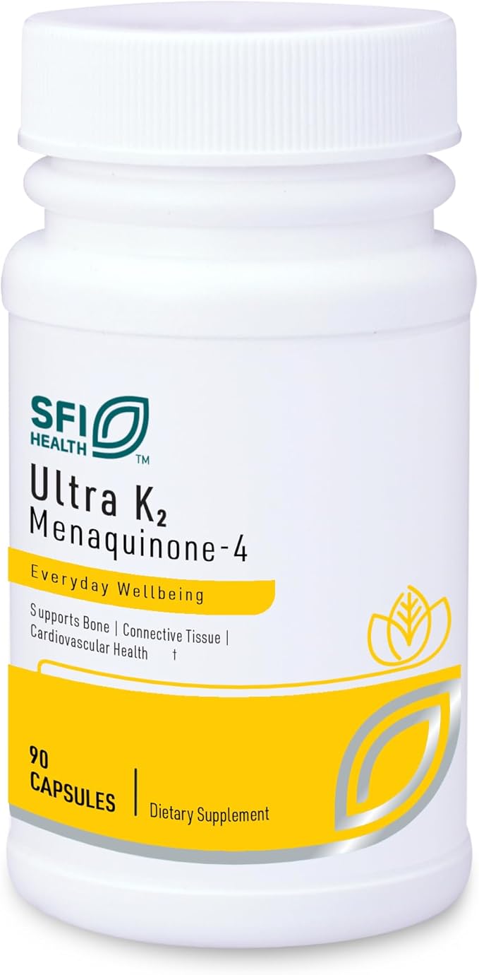 Klaire Labs Ultra K2 Menaquinone - 4 - Vitamin K2 Supplement with 15mg of Vitamin K2 MK4 per Capsule - Support Bone & Cardiovascular Health - Hypoallergenic & Vegan Vitamin K (90 Capsules)