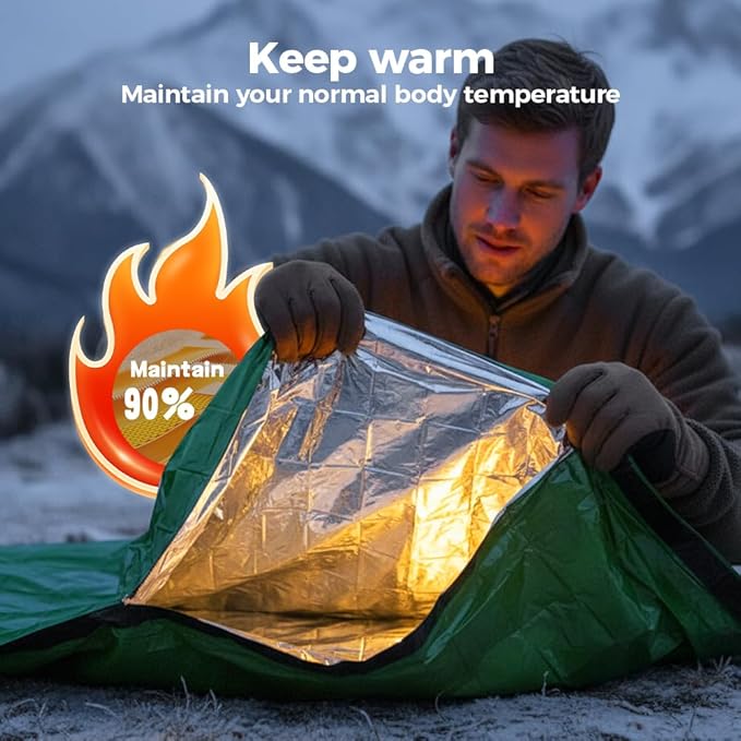 2026 New Blanket, Emergency Sleeping Bag for Survival, Blanket with Emergency Whistle Waterproof, Compact Lightweight, Emergency Mat for Survival Kit Car Camping Gear Hiking Go (Orange*2)