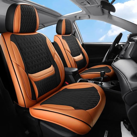 Car Seat Covers Full Set Custom Fit for Chevrolet/Chevy Trailblazer 2021-2026 - Premium Faux Leather with Lumbar Support | Breathable, Waterproof, Anti-Slip, Durable (Black&Brown,Full Set)