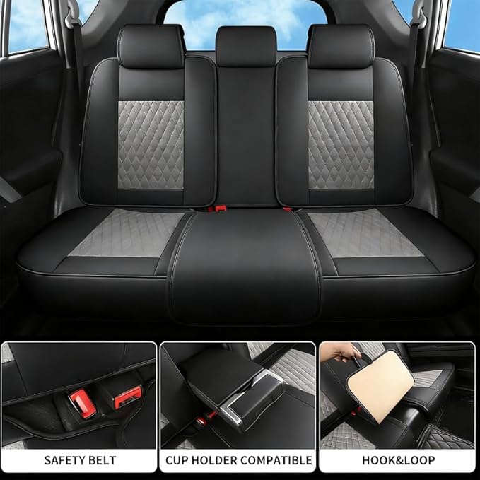 Car Seat Covers Full Set Custom Fit for Buick Verano 2012-2017 - Premium Faux Leather with Lumbar Support | Breathable, Waterproof, Anti-Slip, Durable (Black&Gray,Full Set)
