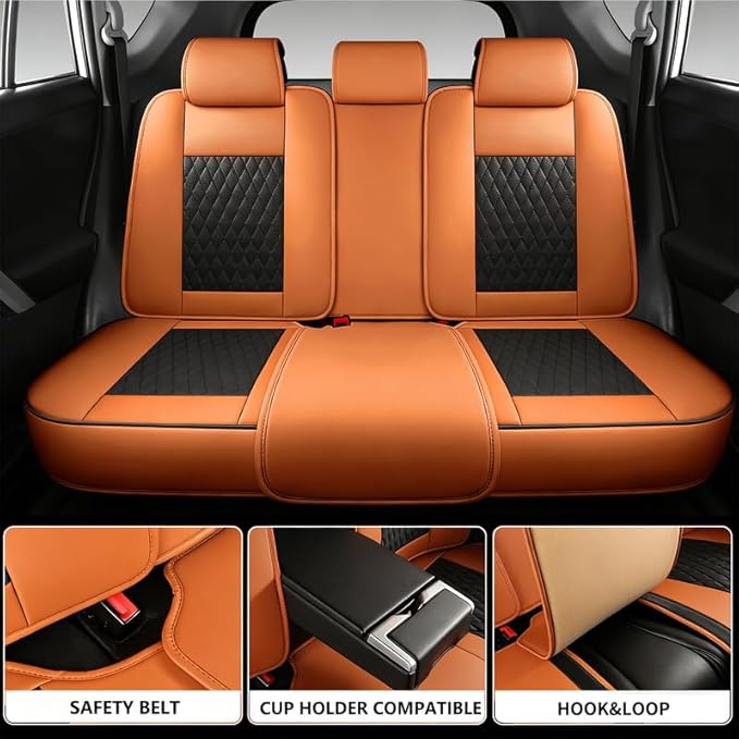 Car Seat Covers Full Set Custom Fit for Chevrolet/Chevy Equinox 2005-2026 - Premium Faux Leather with Lumbar Support | Breathable, Waterproof, Anti-Slip, Durable (Black&Brown,Full Set)