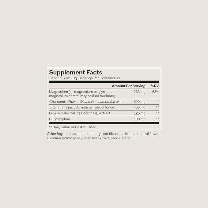 The Nue Co. Magnesium Gut Barrier+, Dietary Supplement, Sleep Tonic with Prebiotic, Supports Gut Lining, 200 Grams