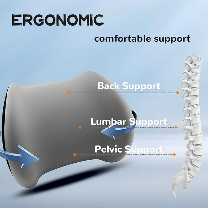 Car Headrest & Lumbar Support Cushion, Car Headrest and Lumbar Support, Ergonomic Car Seat Headrest & Lumbar Cushion, Car Head Rest and Lumbar Pillow Set for Neck Back Pain Relief (P)