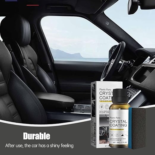 2025 Upgrade Crystal Coating for Car, Plastic Parts Crystals Coating, Plastics Parts Crystal Coating Plastic Restorer with Spong, Long Duration Refurbish Coatings Agent for Automotive Plastics (4Set)