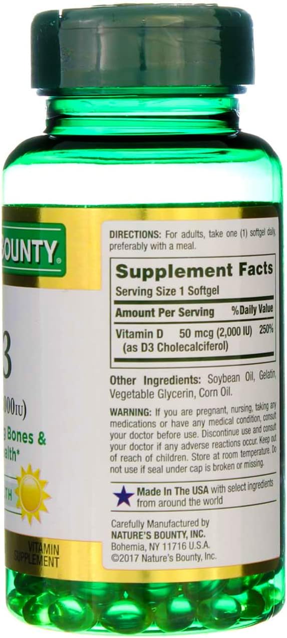 Nature's Bounty D3-2000 IU Super Strength - 150 Softgels, Pack of 6