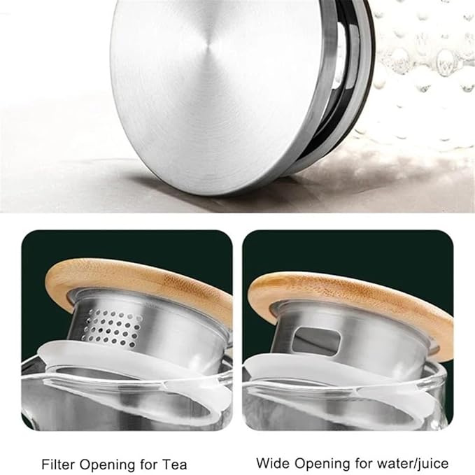 GLigeT Iced Tea Pitcher Glass Water Pitcher with Filter Lid and Pouring Spout Heat Resistant Glass Carafe for Hot Cold Beverages Homemade Ice Tea Bottle Water Jug(1.5L)