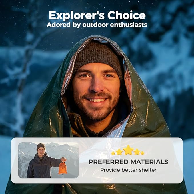 2026 New Blanket, Emergency Sleeping Bag for Survival, Blanket with Emergency Whistle Waterproof, Compact Lightweight, Emergency Mat for Survival Kit Car Camping Gear Hiking Go (Orange*2)