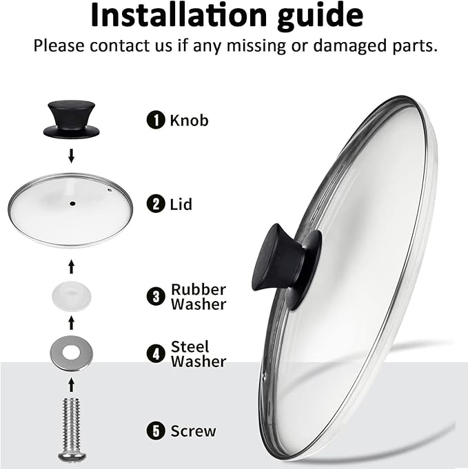 13.5 Inch Glass Lid,Fits Pots With Inner dia 13.2-13.6 Inches, Stainless Steel Lid with Steam Vent, Universal lid for Pots, Pans, Skillets and Woks, Large Covers Replacement of 34cm