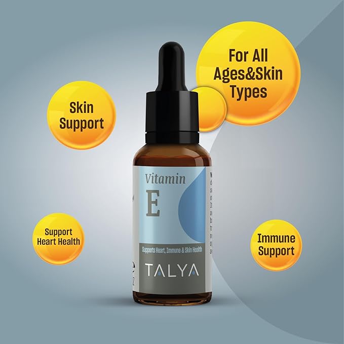 Vitamin E Liquid Drops 0.34 fl.oz | Bone, Joint, Heart Health | Vitamin E Oil for Scars & Skin | Glass Bottle with Dropper | Vitamin E Supplement, Non-GMO, Vegan