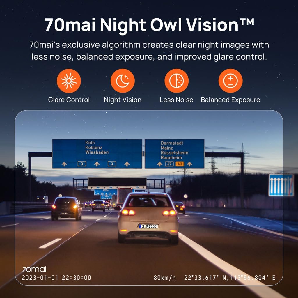 70mai Dash Cam M200, Dash Camera for Cars 1080P, Dash Cam Front with STARVIS2 IMX662, HDR Night Vision, Parking Monitor, G-Sensor, Loop Recording, Time-Lapse,App & WiFi, Voice Control Small DashCam