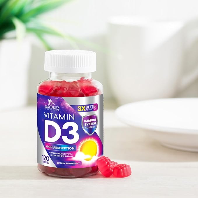 Vitamin D3 Supplement Gummy 5000 IU (125 mcg) Dietary Vitamins D for Men & Women - Bone, Teeth, Muscle & Immune Health Support, High Potency VIT D3 Nature's Non-GMO & Gluten Free - 120 Gummies