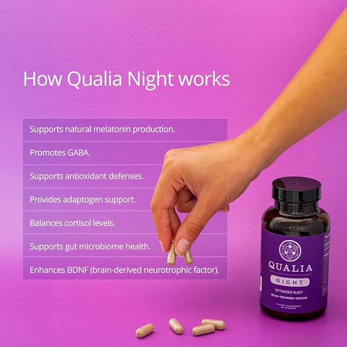 NEUROHACKER COLLECTIVE Qualia Night Sleep Aid | Non-Habit Forming | Science-Backed Supplement for Deep Refreshing Sleep | Melatonin-Free, Vegan, Non-GMO, Gluten-Free