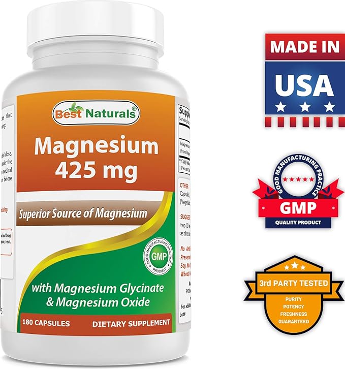 Best Naturals Vitamin B2 (Riboflavin) 400mg & Magnesium Glycinate 425 mg