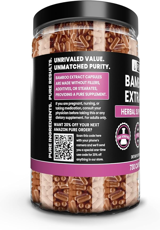 Pure Original Ingredients Bamboo Extract (730 Capsules) No Magnesium Or Rice Fillers, Always Pure, Lab Verified
