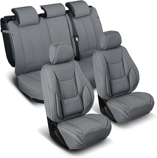 Coverland Custom Fit Car Seat Covers for Car Compatible with [2004-2008 Toyota Solara Convertible] Premium Water Resistant Leather Non-Slip Interior Protector [Full Set Dark Gray - Size Chart X80]