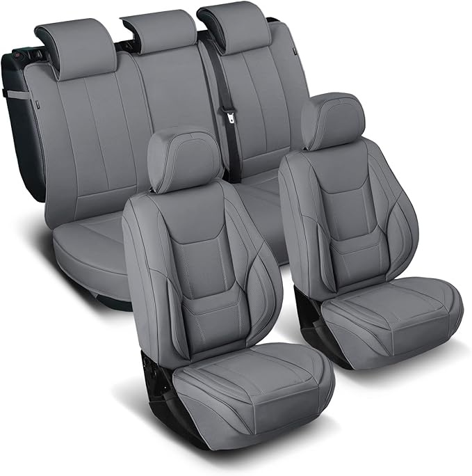 Coverland Custom Fit Car Seat Covers for Car Compatible with [Fiesta, Accord, Civic, Altima] Premium Water Resistant Leather Non-Slip Interior Protector [Full Set Dark Gray - Size Chart X52]