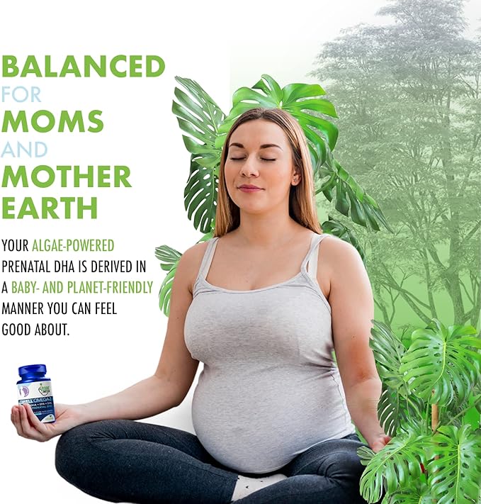 Vegan Prenatal Vitamins with DHA (60 Count) Omega-3 - Qwell Better Than Fish Oil, Brain Function - 820 Mg Algae DHA & EPA, Vegan Prenatal Vitamins with Vitamin E, Carrageenan-Free