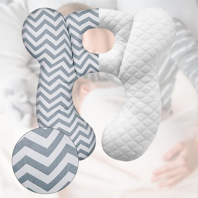 Baby Travel Pillow, Upgrade U-Shape Infant Pillow for Car Seat Pushchair and Stroller, Soft Comfortable Sleep Cushion for Kids Newborn and Toddler -Wave Gray