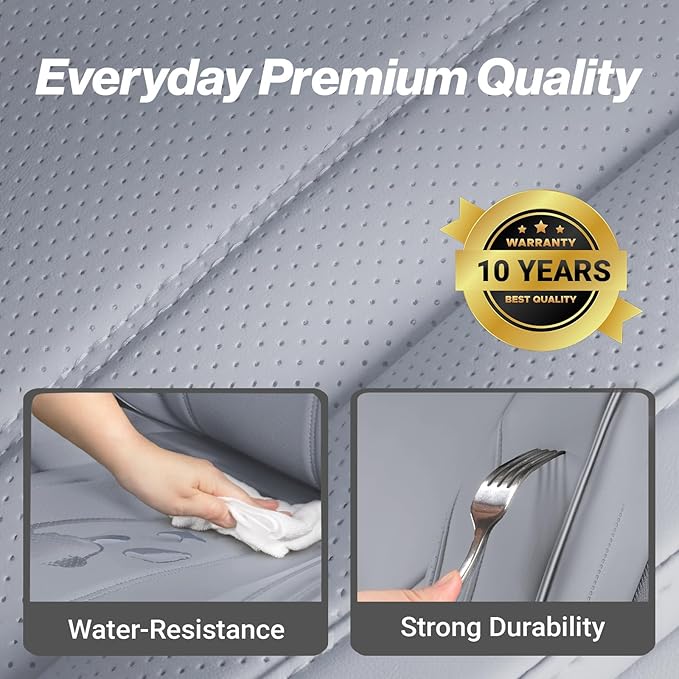 Coverland Custom Fit Car Seat Covers for Car Compatible with [BMW 3-Series Sedan, 7-Series LWB, Mazda6] Premium Waterproof Non-Slip Interior Seat Protector [Full Set Gray - Size Chart X63]