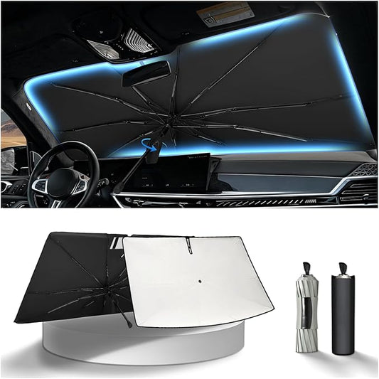 KUST Custom Fit Windshield Sun Shade Umbrella for 2023-2025 2026 Mazda CX-50 CX50 CX 50 | Foldable Sunshade with Bendable Handle | Blocks Heat & UV Scratch Resistant Keep Cool Sunshield