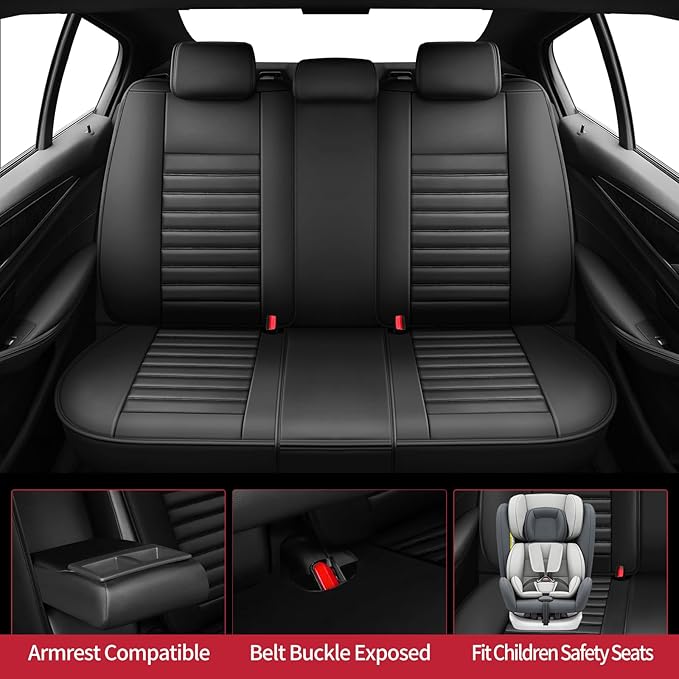 Fit Tucson Car Seat Covers for Hyundai Tucson 2010-2024 2025 2026 - Upgraded Premium Waterproof & Breathable Leather, Airbag Compatible, All-Weather Seat Cushion Protector (Full Set, Black)