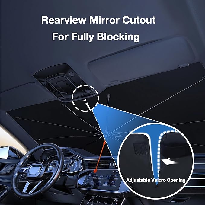 CHILL·TEK Funny Car Windshield Sun Shade Umbrella, American Flag Car Sun Shade Umbrella, Block UV Rays Heat Foldable Windshield Umbrella Sun Visor Protector - Keep Vehicle Cool for Cars SUV