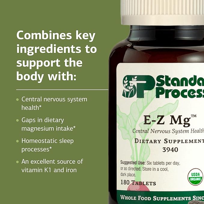 Standard Process Inc. E-Z Mg - Plant-Based, Multiform, Organic, Supports Patients with Inadequate Dietary Magnesium Intake - 180 Tablets