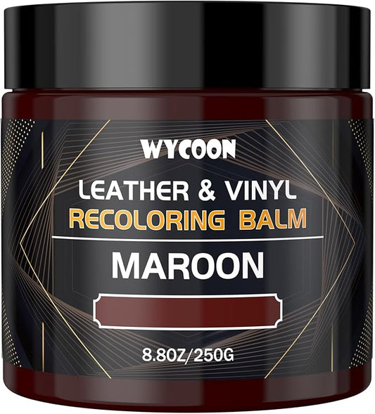 Leather Recoloring Balm & Color Restorer | Maroon Leather Dye, Paint & Repair Kit for Furniture, Couches, Car Seats, Shoes | Restore Faded & Scratched Surfaces