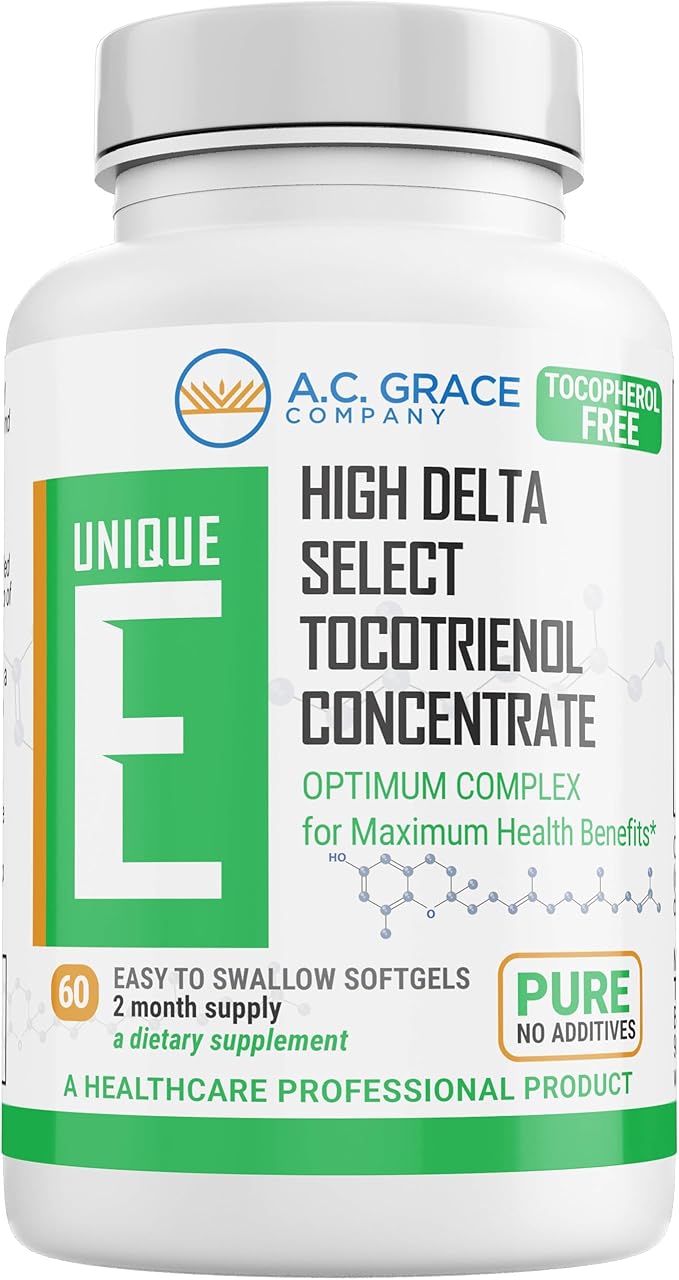 UNIQUE E A.C. Grace Company, Tocotrienols - Tocopherol Free Softgels, 60 Count