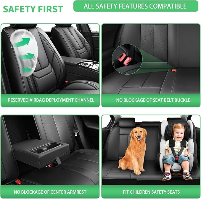 Fit Corolla Car Seat Covers for Toyota Corolla 2000-2024 2025 2026 -Upgraded Premium Waterproof & Breathable Leather, Airbag Compatible, All-Weather Seat Cushion Protector,2 Front/Black