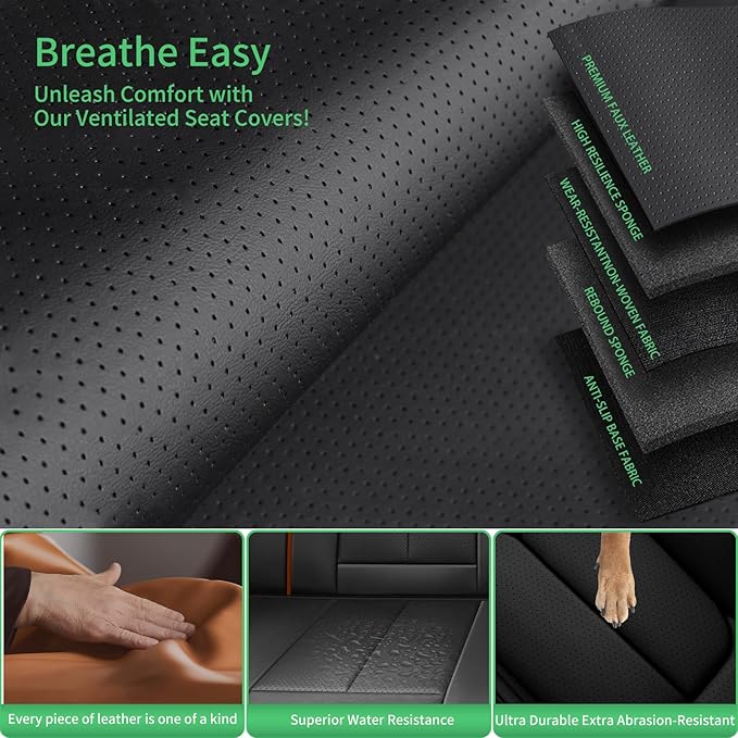 Fit Elantra Car Seat Covers for Hyundai Elantra 2017-2024 2025 2026 -Upgraded Premium Waterproof & Breathable Leather,Airbag Compatible,All-Weather Seat Cushion Protector,2 Front/Black-Brown
