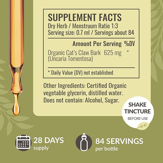 HERBAMAMA Herbal Liquid Drops Kit - Bundle of Lemon Balm 4 fl oz & Cat's Claw Tincture 2 fl oz - Vegan, Non-GMO, Sugar & Alcohol-Free - 2 Pack