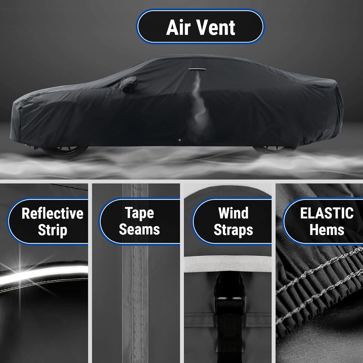 iCarCover Custom SUV Cover for Pontiac Trans AM (1998-2002) Waterproof All-Weather Rain Snow UV Sun Protector Full Exterior Indoor Outdoor Car Cover (Stripe - Black/Gray)